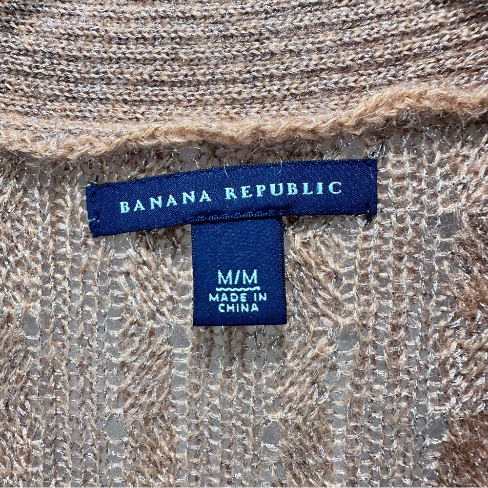 Banana Republic Cardigan Women’s M Open Front Mohair Wool Blend Cable Knit - Picture 2 of 8